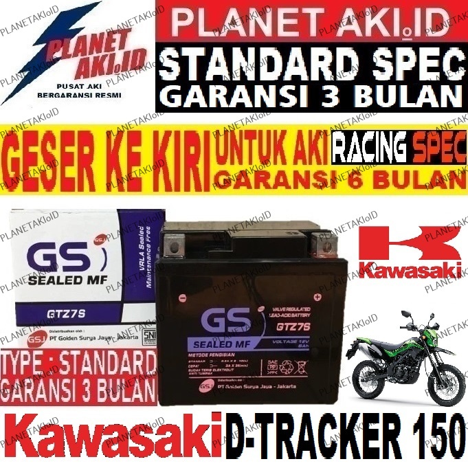 Aki Kering Motor GTZ7S 7 Ampere untuk Kawasaki D-Tracker 150 KLX