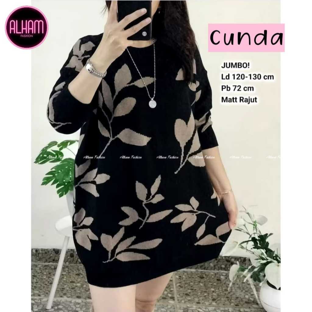 CUNDA BLOUSE RAJUT JUMBO LD 120 MOTIF TERBARU BAJU ATASAN WANITA LENGAN PANJANG SIZE XXL