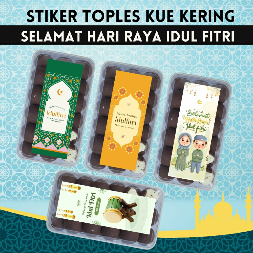 25 PCS STIKER TOPLES PANJANG EDISI LEBARAN/STIKER KUE KERING LEBARAN/STIKER KUE SELAMAT HARI RAYA ID