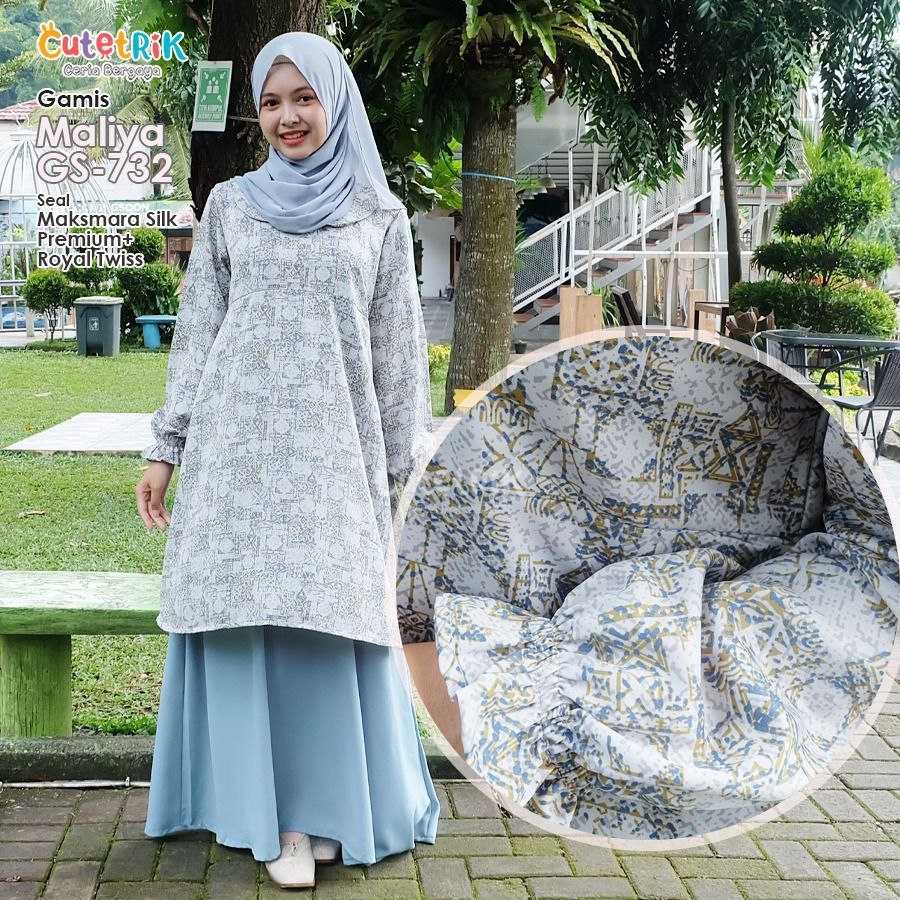 GS 732 Baju Muslim Gamis Anak Remaja Dewasa Cutetrik Maliya Maxmara Silk Dress