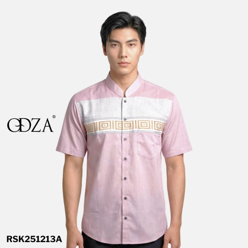 Sift Lilac pink kemeja baju koko muslim pria lengan pendek