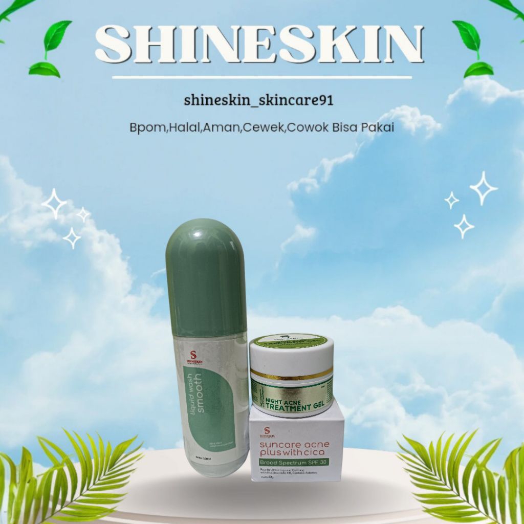 SHINESKIN PAKET ACNE GREENTEA GLOW SERIES , PAKET JERAWAT AMAN BPOM