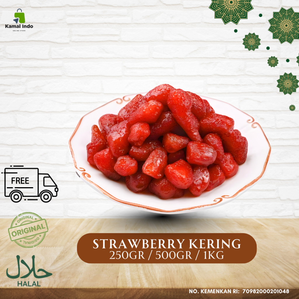Manisan Strawberry Impor | Buah Kering Premium | Snack Sehat & Lezat 250g | 500g | 1kg