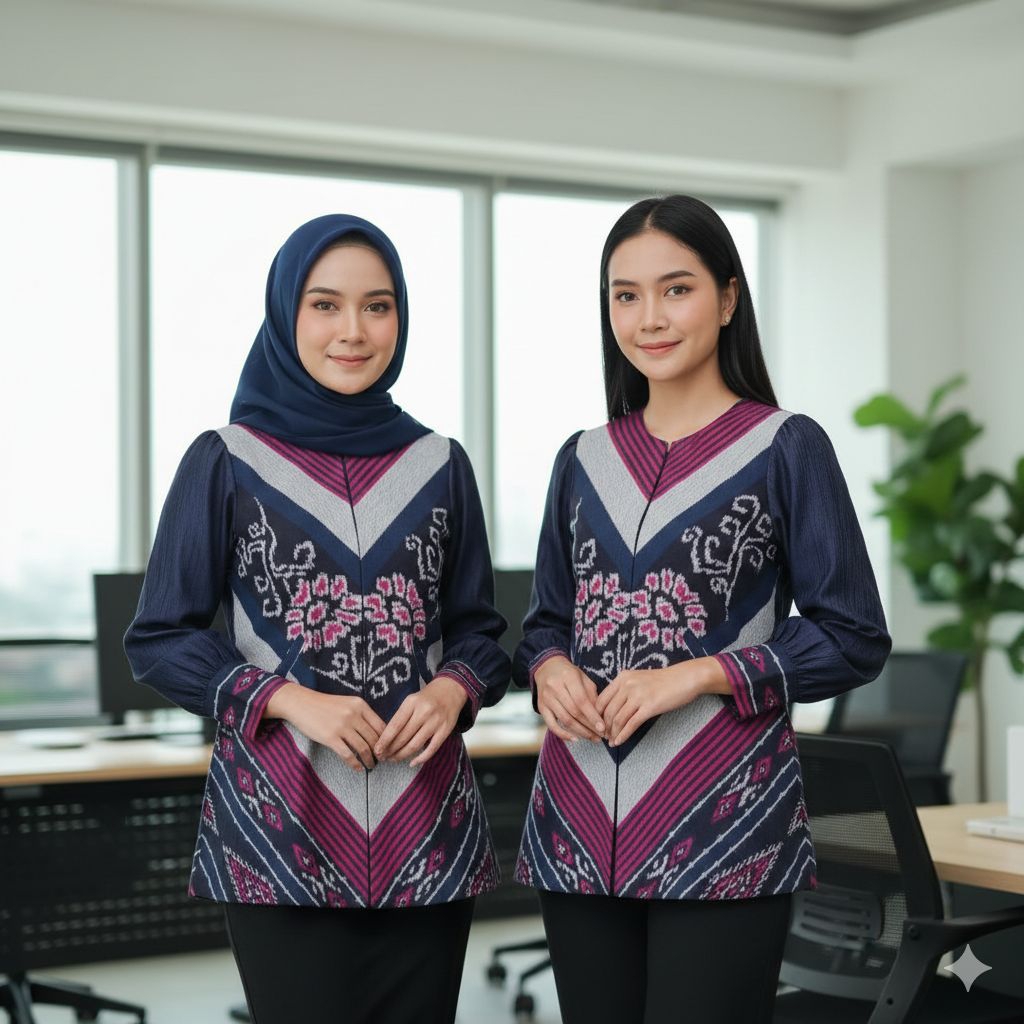 blus tenun Jepara premium mix plisket premium