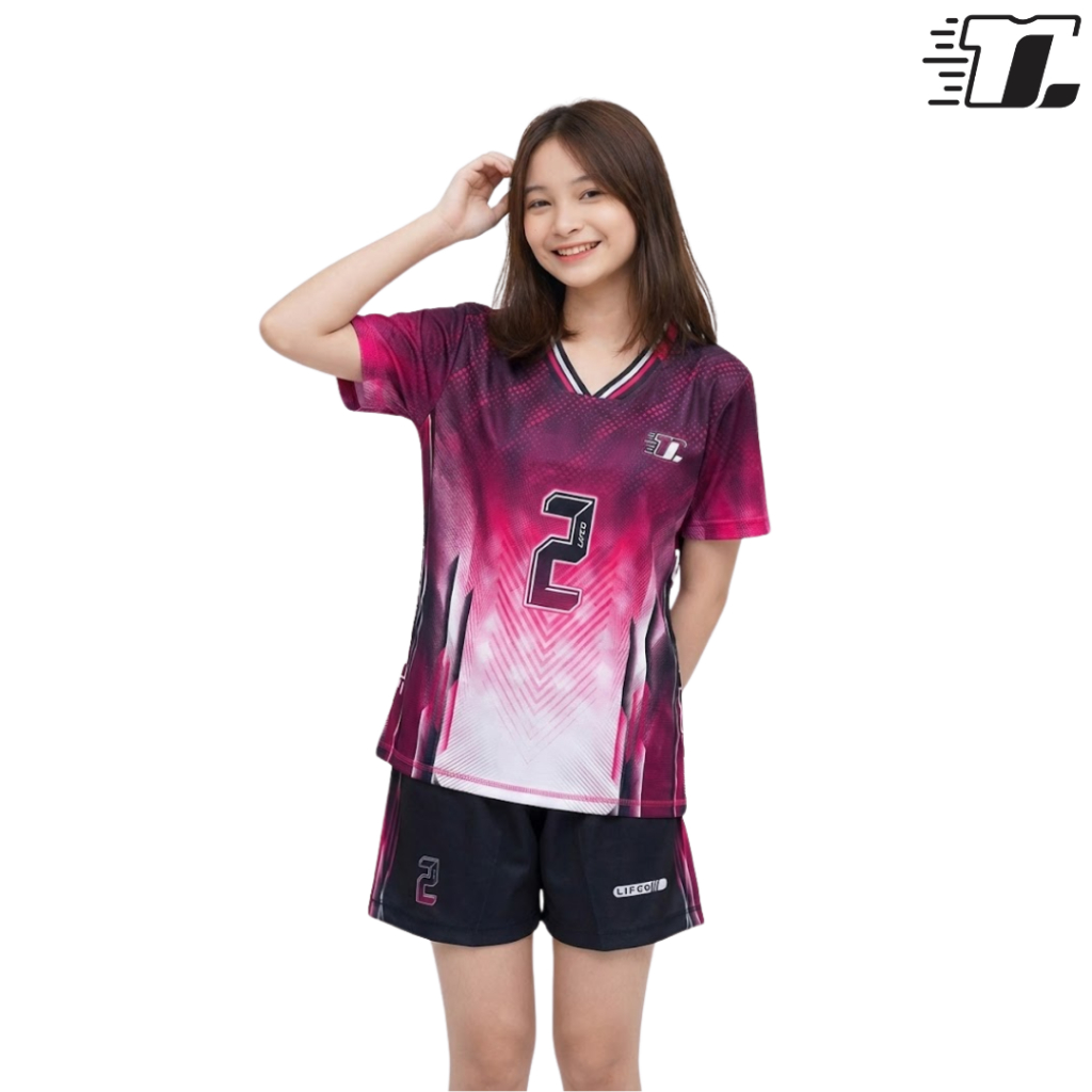 Lifco Jersey Dan Celana Voli Cewek Premium  Full Printing Greeta Pink Series (Dijual Secara Terpisah