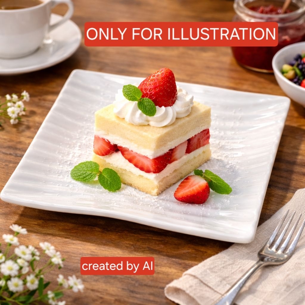 Piring Kue Keramik Panjang Ulir – Placemat Dessert / Cake Plate Rectangular