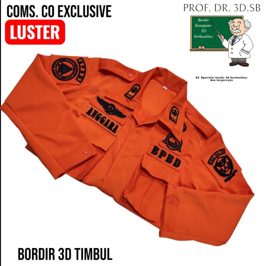 BPBD baju pdl Bahan ASLI LUSTER Bonus cutom Bordir 3D komputer Ready Stok Express