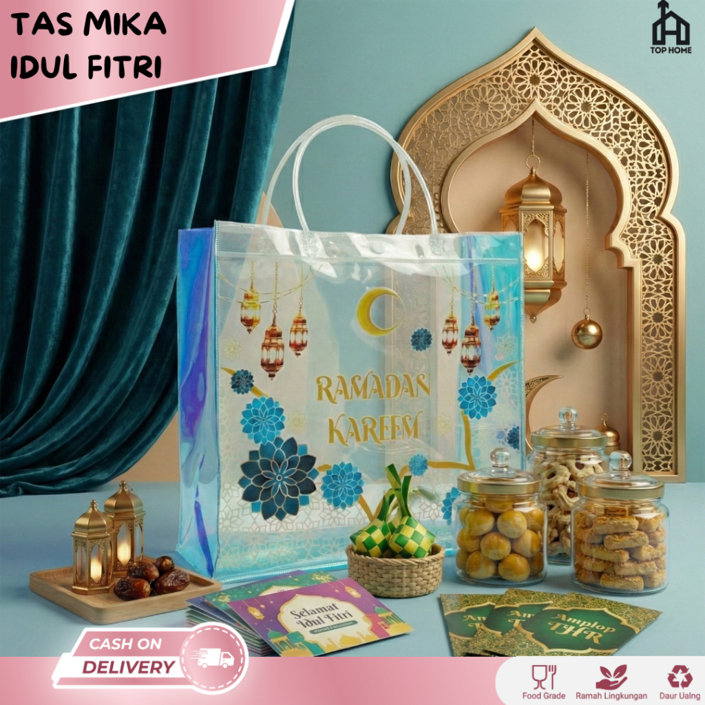Tas Mika PVC Polos Goodiebag Hampers Idul Fitri Transparant Bening Murah / Tas Hampers Lebaran