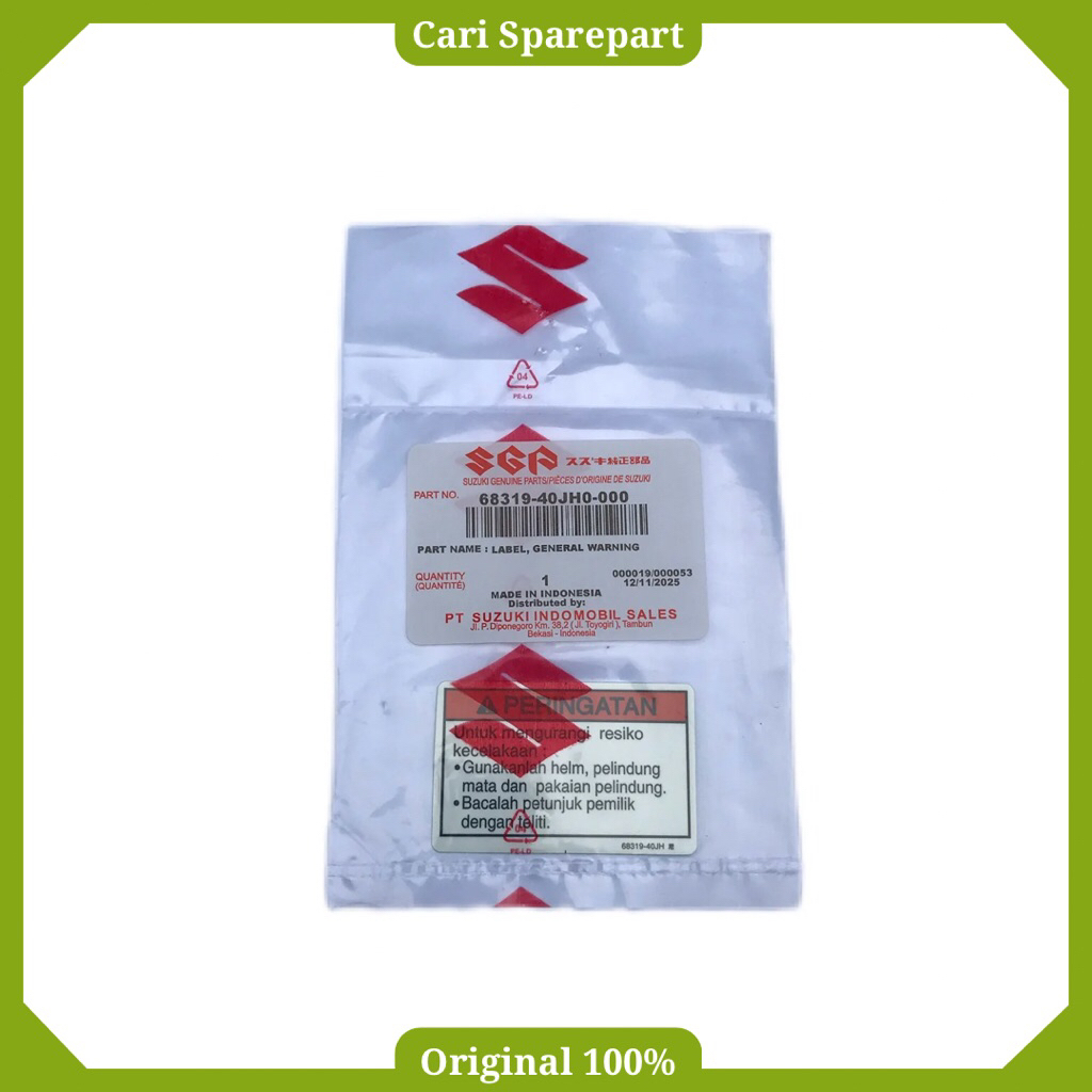Stiker Peringatan Warning Motor Suzuki Original