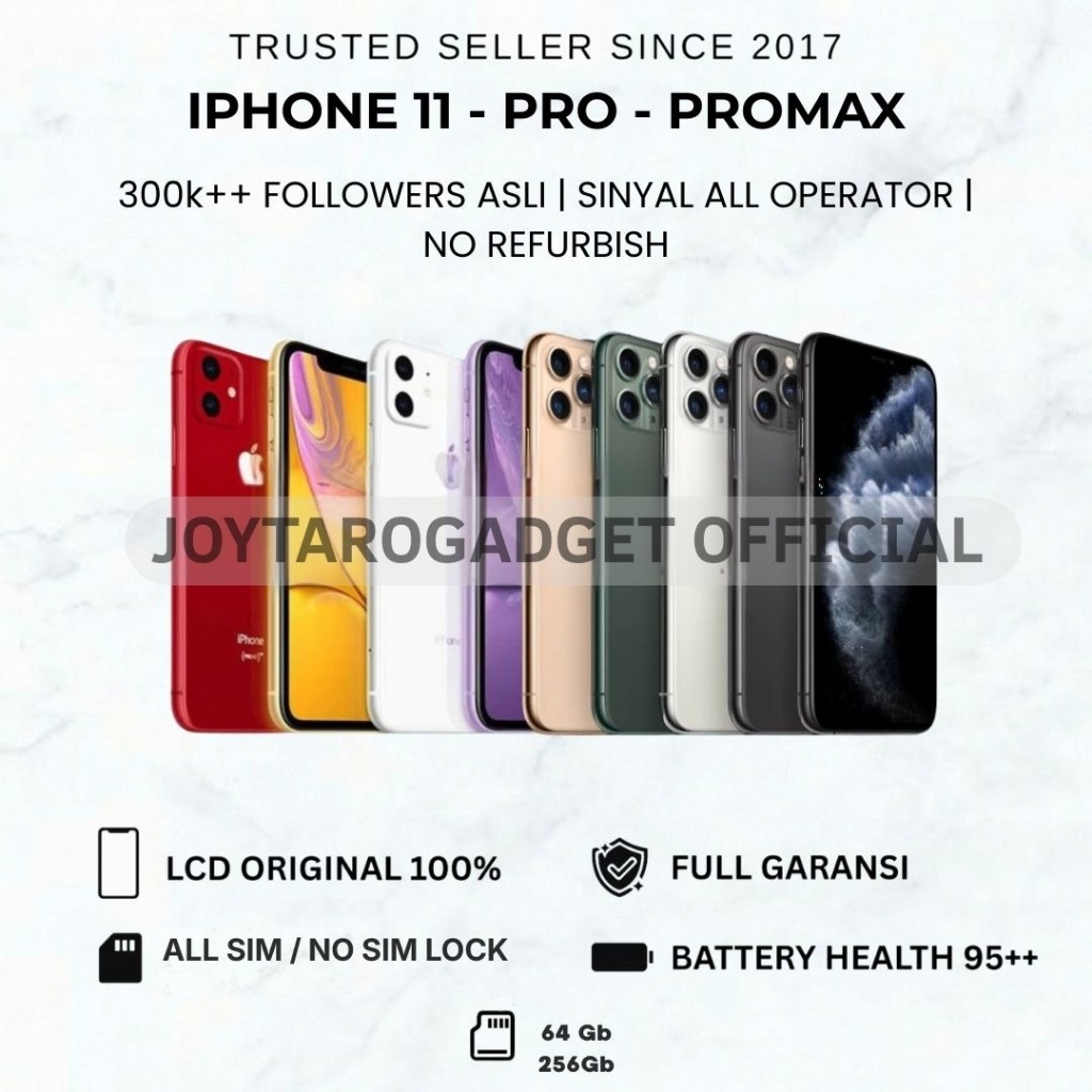 iP 11 - 11 pro - 11 pro max 64gb 128gb 256gb second fullset Lcd Original 100% No Rekondisi No Refurb