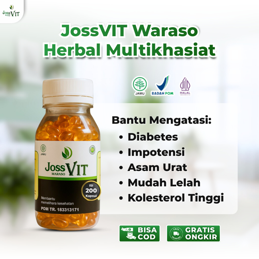 Joss VIT Isi 200 Atasi Diabetes Asam Urat Kolesterol Tinggi - BPOM Halal Tanpa Efek Samping