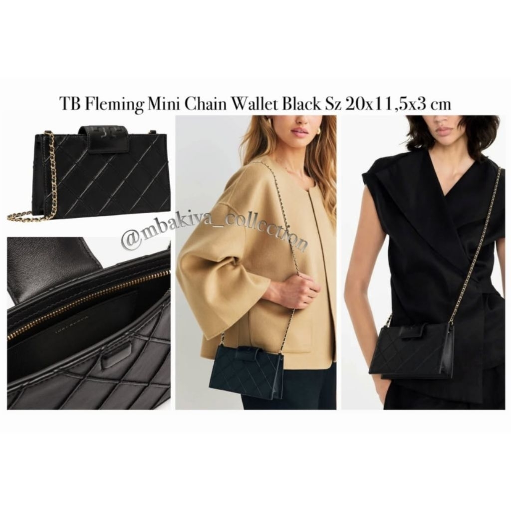 TB Fleming Mini Chain Wallet Black