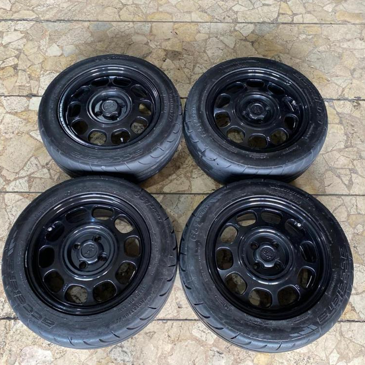 Velg Mobil Bekad HSR Ring 15 Baut 4X100 4X114 ( DOP 4X100 ) + Ban 195 55 r15 LIKE NEW SIAP PAKAI