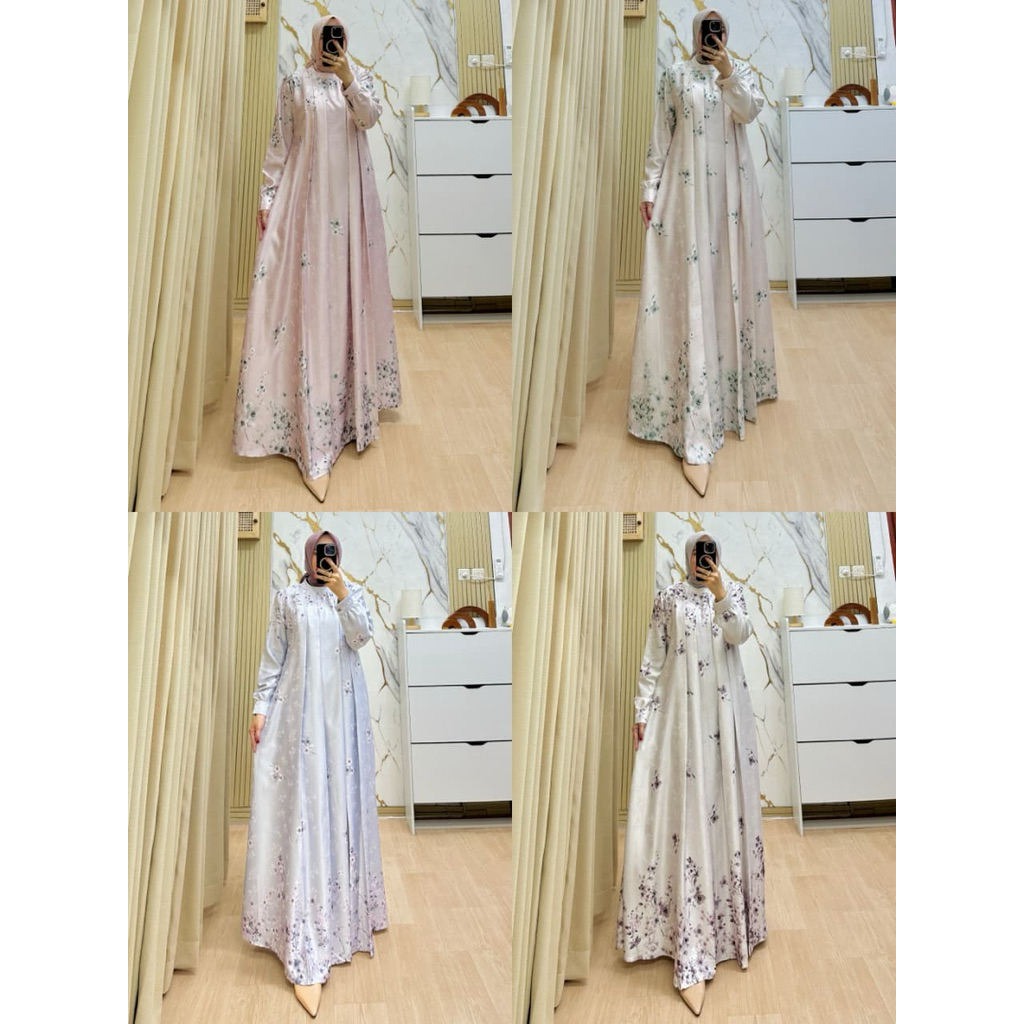 Gamis Wanita Viscose Jaguar Tanpa Hijab - Bahan jaguar Print Mix Tile, Nyaman Dipakai