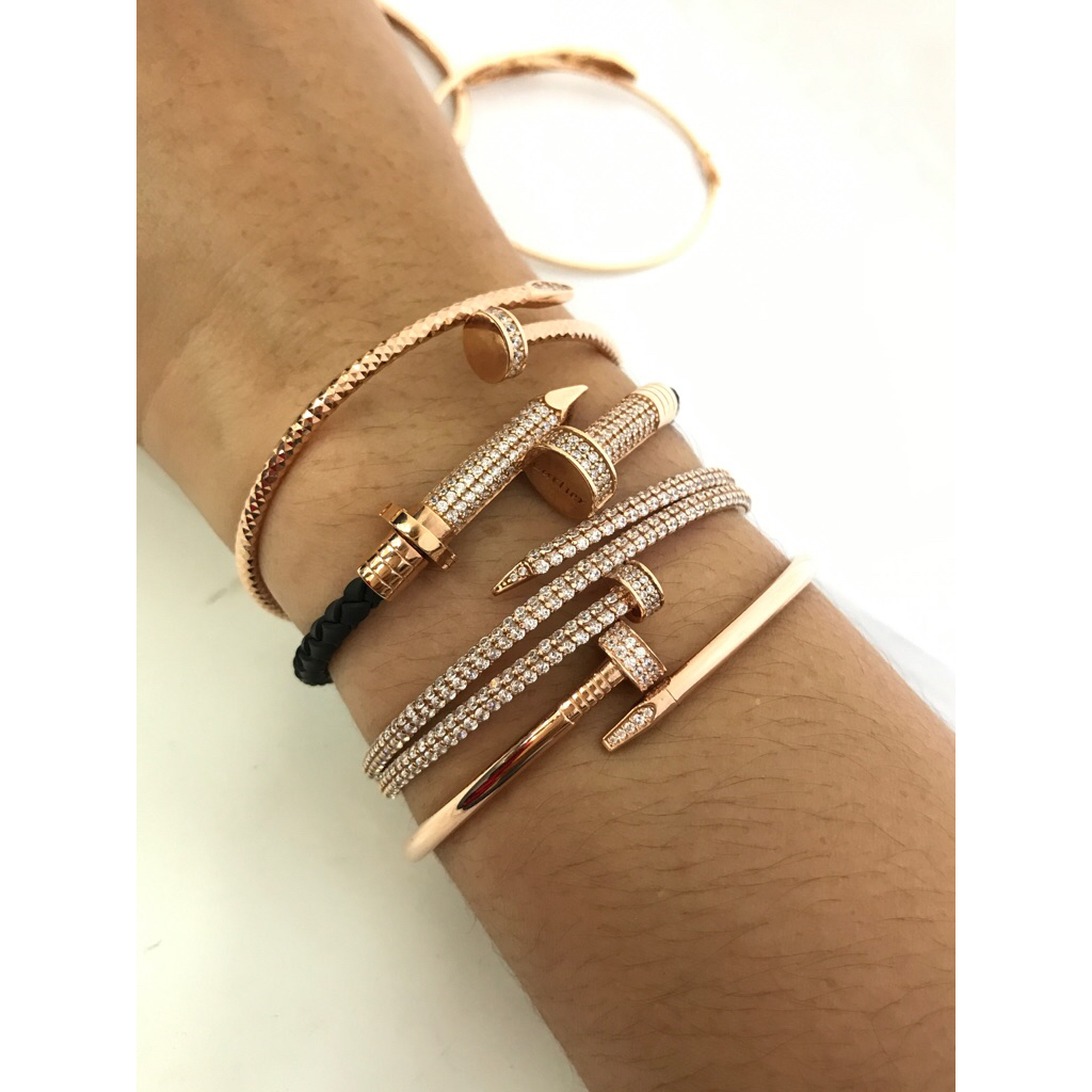 -CHIBIGOLD- Gelang paku Bangle paku rose gold dan white gold kadar 750%/17K