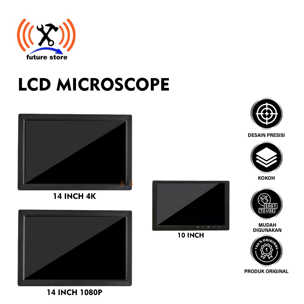 LCD MICROSCOPE 14 INCH 4K 1080P HDMI 10 INCH - MONITOR MIKROSKOP DIGITAL SERVIS HP - MONITOR LCD MIK