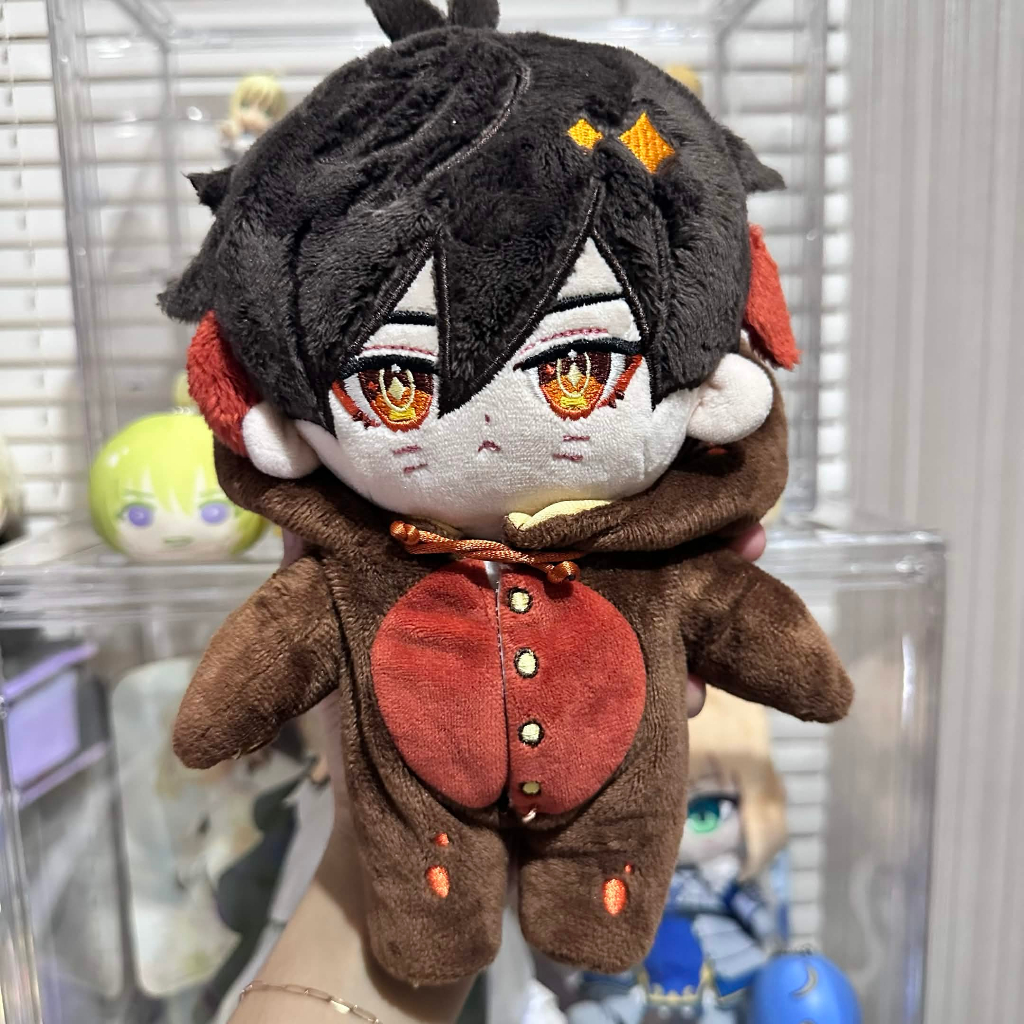 PRELOVED Zhongli Omodoki Doll Fullset Genshin Impact 20cm Doll Onesie Badge Sertifikat