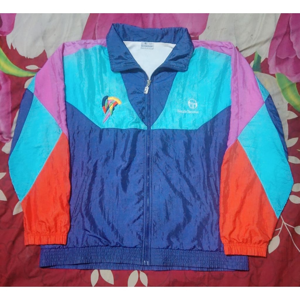 Jaket Windbreaker Casual Sergio Tacchini Vintage ColorBlok Pizza