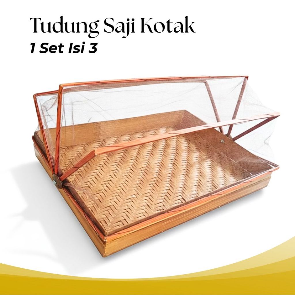 JOGJA WONDERFUL / TUDUNG SAJI BAMBU KOTAK SET (ISI 3) - ANYAMAN BAMBU TUDUNG SAJI - TUDUNG SAJI BAMB