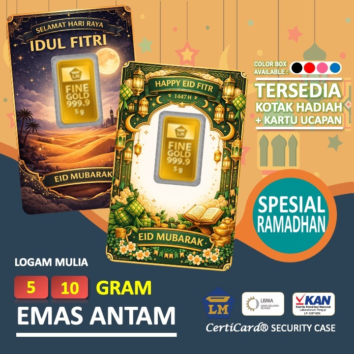 LM Logam Mulia Emas Antam 5 gr 10 gr gram Kado Angpao Hampers Gift Ramadhan Lebaran Idul Fitri Eid M