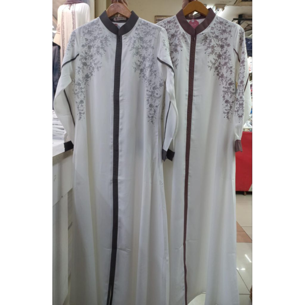 GAMIS PUTIH LAROSA BORDIR SET HIJAB  /  DRESS LAROSA PUTIH