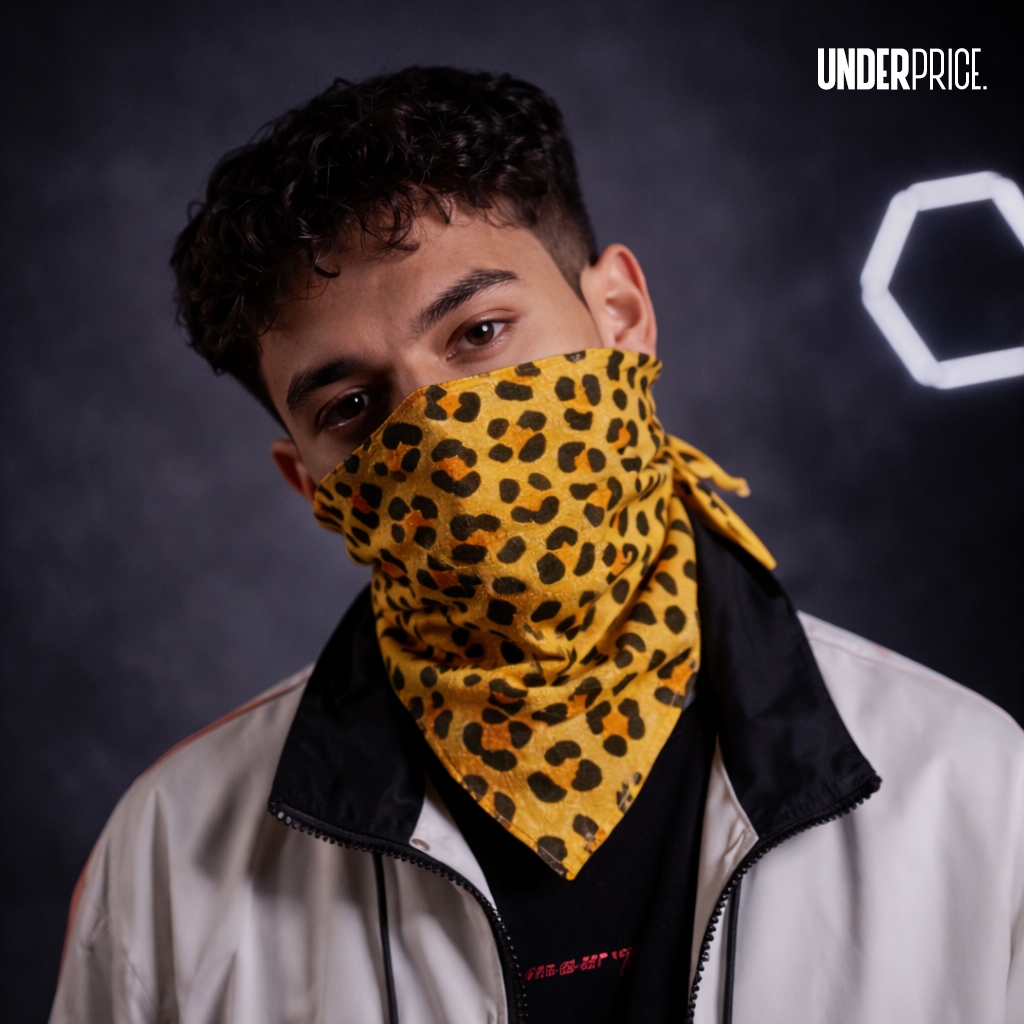 Scarf Leopard Pria Premium | Syal Motif Leopard Bandana Unisex