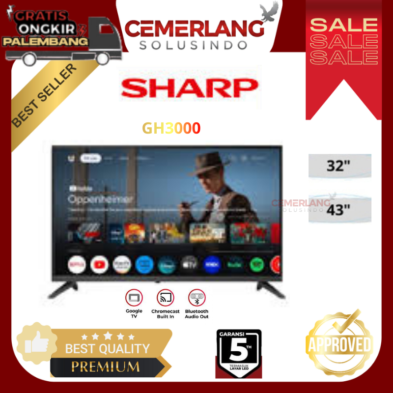 TV LED Sharp 2T-C32GH3000 / 2T-C43GH3000 LED 32 Inch / 43 Inch Smart Android TV Google TV Sharp