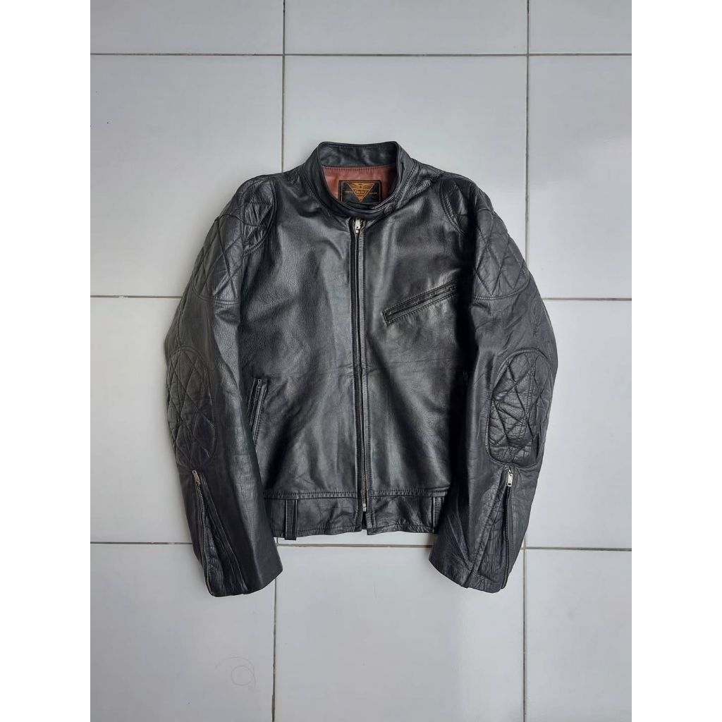 Komine Japan Jaket Kulit Biker Caferacer Single Rider Vintage Classic Retro Rugged Style Leather Jac