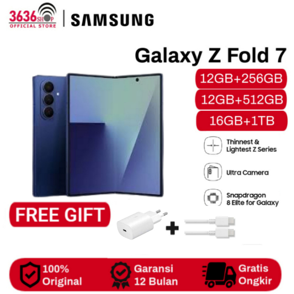 Samsung Galaxy Z Fold 7 [ FREE ADAPTOR 25WATT ORI ]  [5G] [12GB+256GB] [12GB+512GB] [16GB+1TB] - Dyn