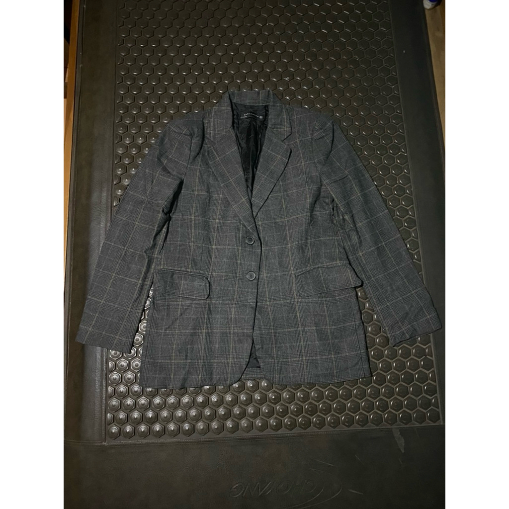 BLAZER JAS MEWAH ZARA WOMAN TARTAN ABU BRANDED