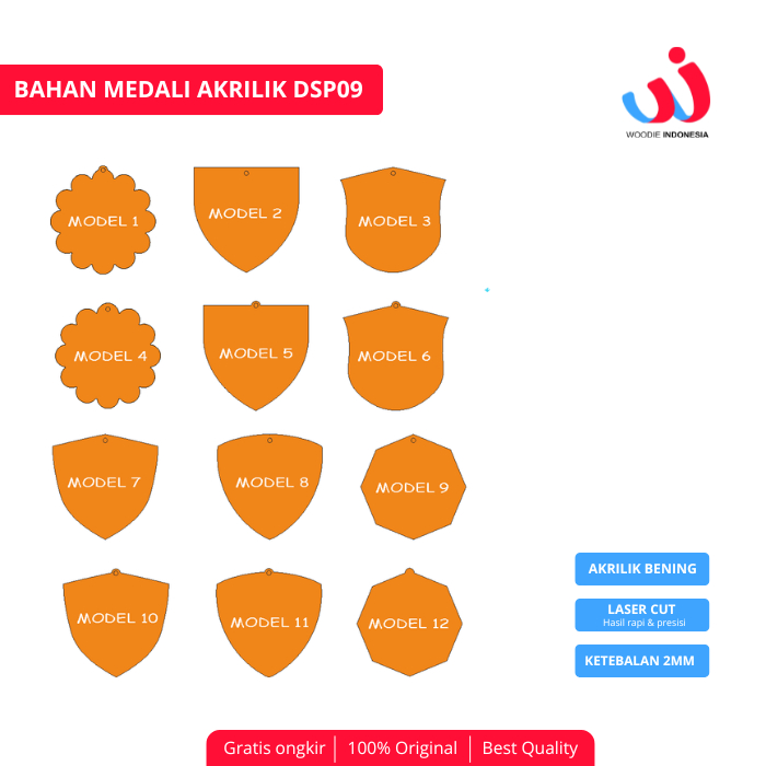 Bahan Medali Akrilik Bening Segi Lima