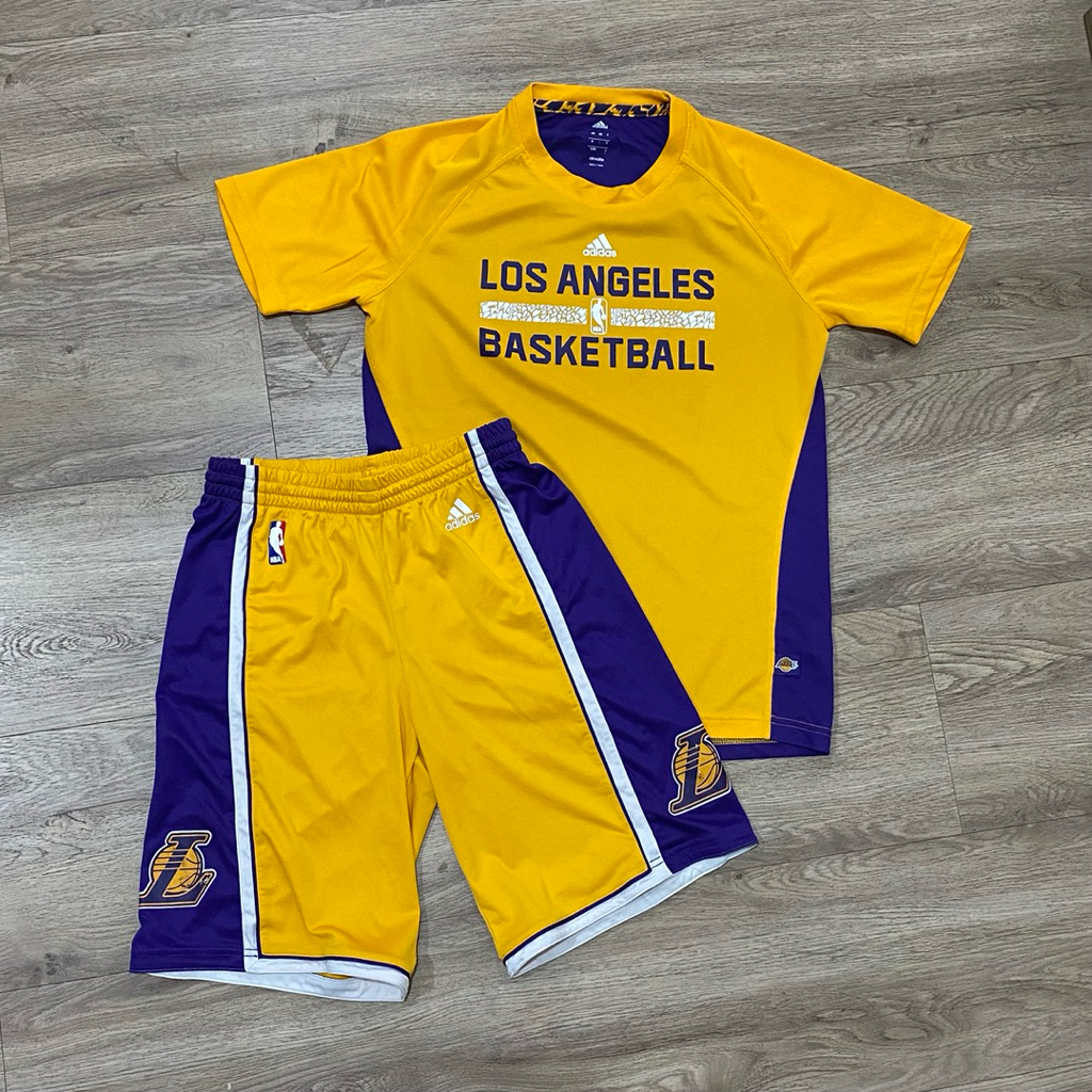 Kaos jersey basket training set NBA Lakers Adidas youth original baju celana