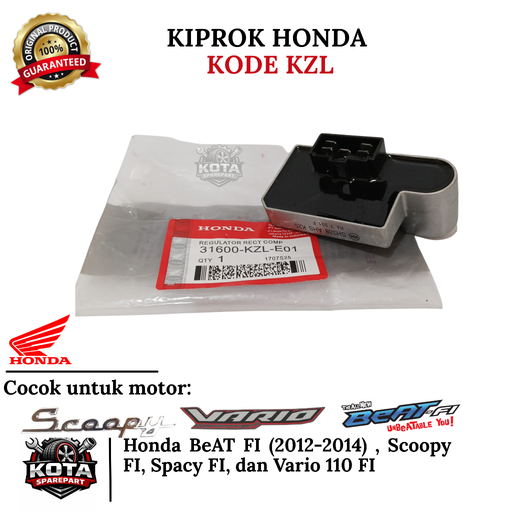 KIPROK ORIGINAL HONDA KODE KZL UNTUK MOTOR BEAT FI (2012-2014), SCOOPY FI, SPACY FI, DAN VARIO 110 F