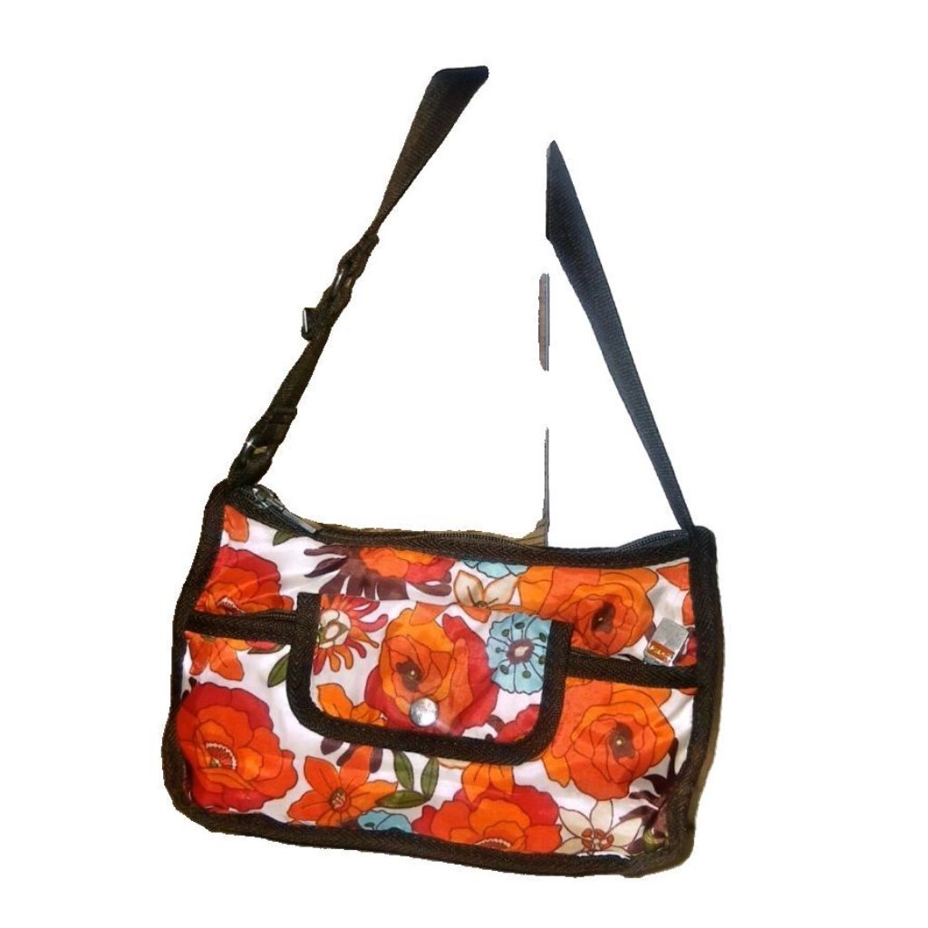 Preloved Hand Bag/ Tas Ketek/Mini Bag Motif Bunga Orange