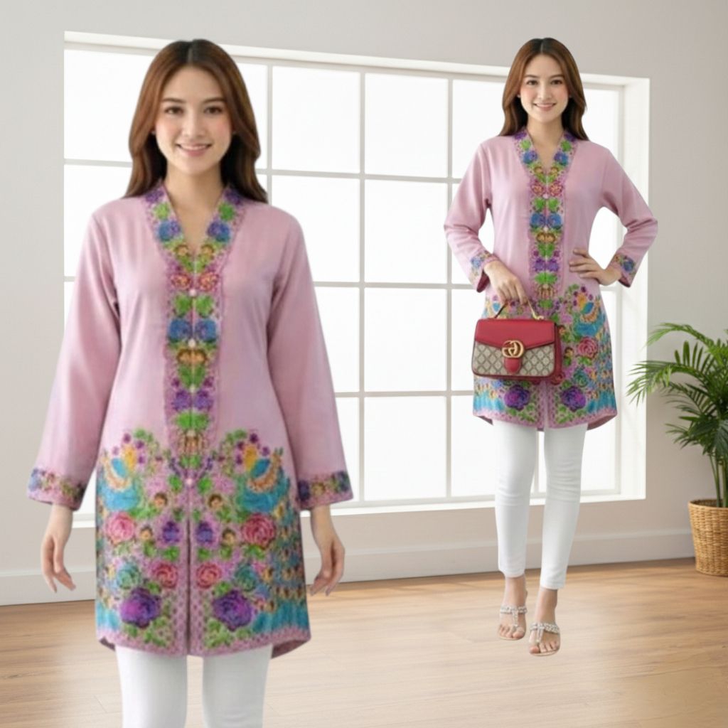 {Toko.Sky} Kebaya Encim Wanita Modern/Kebaya Encim Bordir Merak/Kebaya Encim Katun Premium