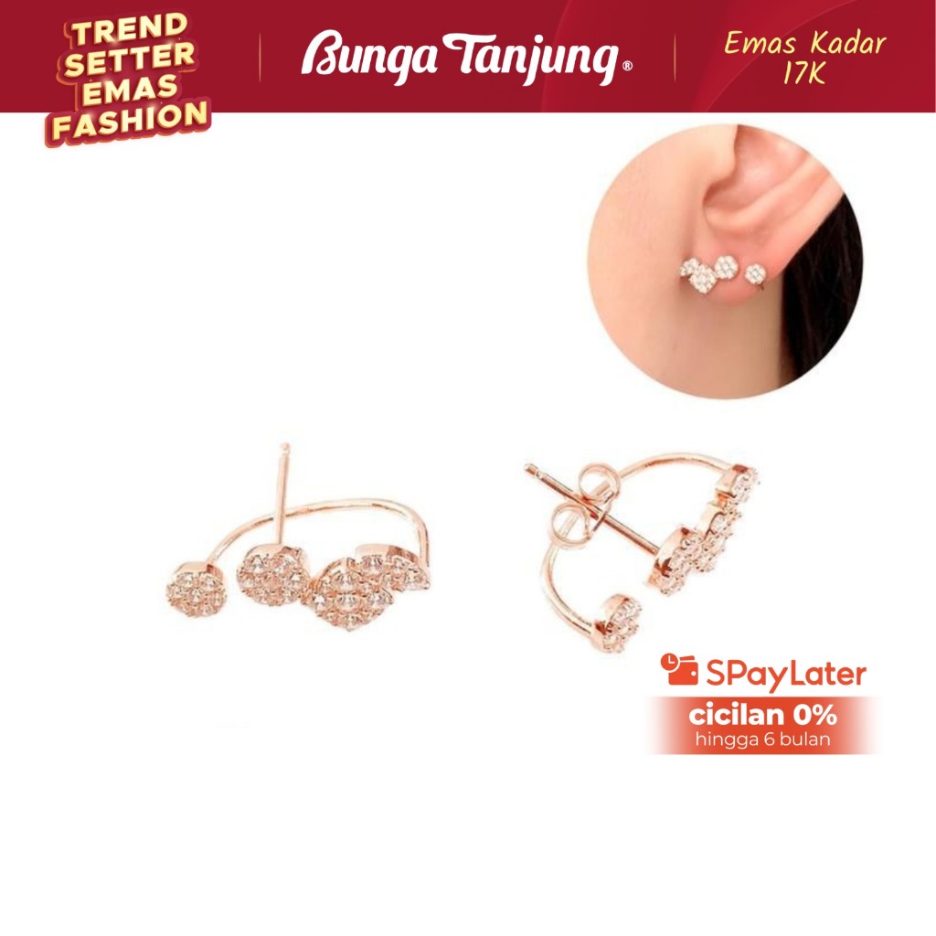 ANTING TINDIK BULAT BLINK - EMAS 17K - BUNGA TANJUNG GOLD