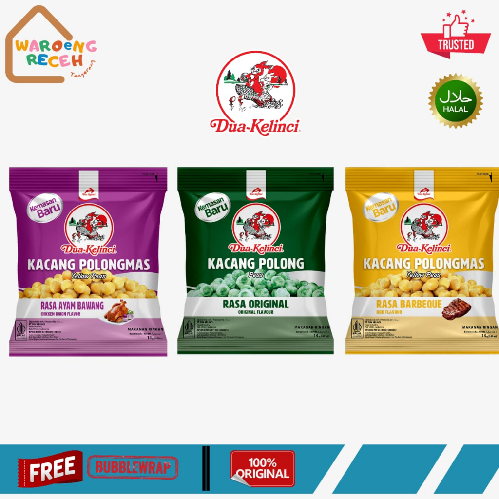 Dua Kelinci Kacang Polong Mas 1 Renceng isi 10 Pcs @14 Gr