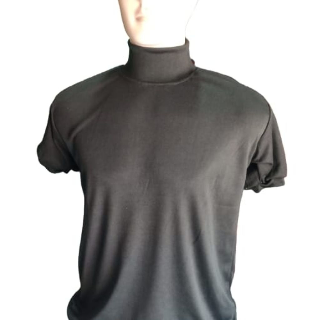 Kaos oblong putih kerah tinggi lengan pendek / kaos putih kerah tinggi