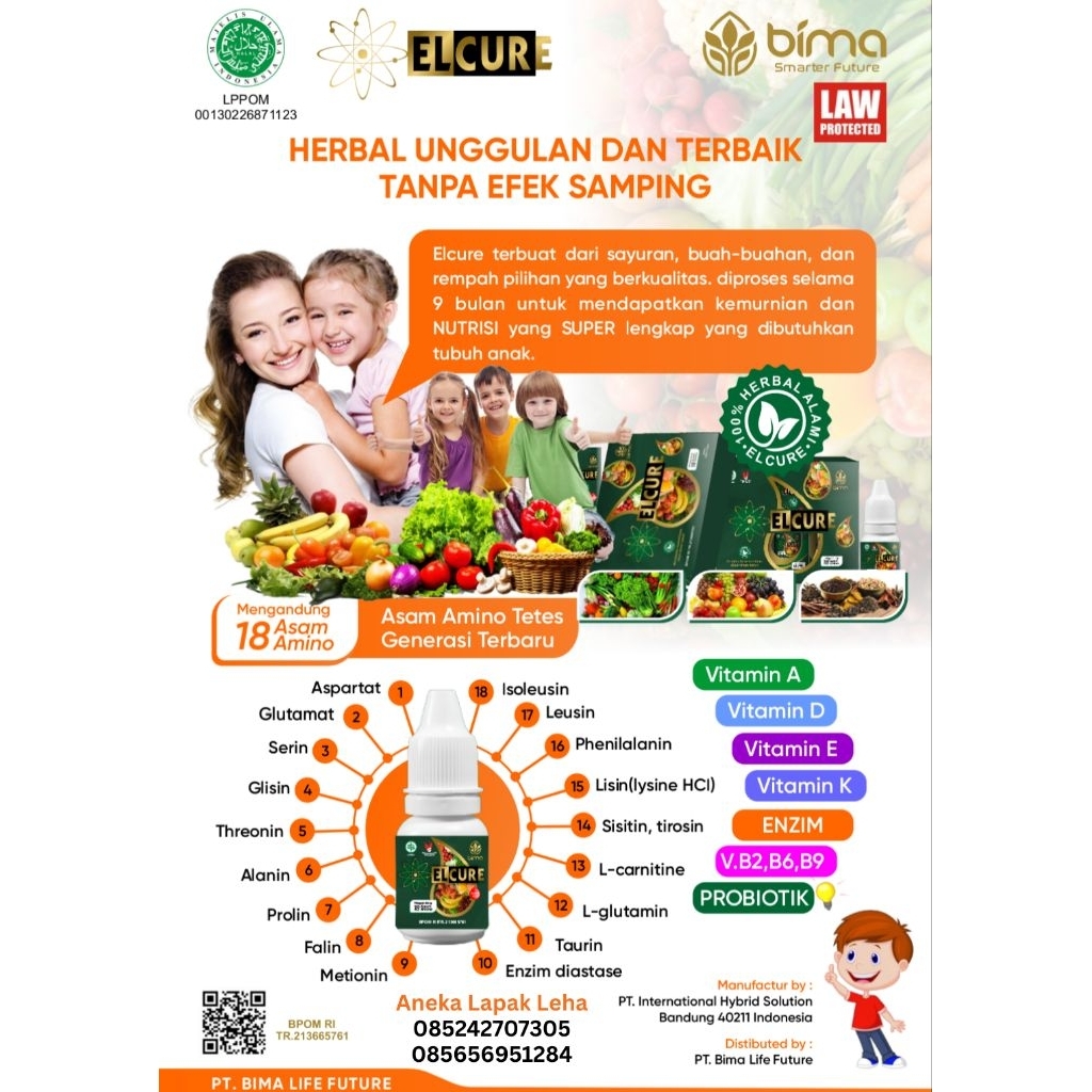 elcure asam amino tetes untuk kesehatan pria dan wanita