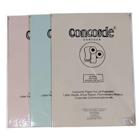 KERTAS CONCORDE PAPER CONTOUR A4 100GR (1 SET ISI 20 LEMBAR) ***