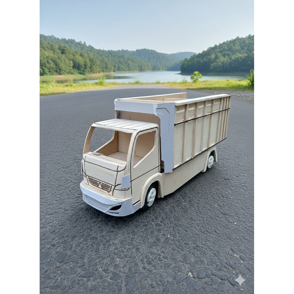 Miniatur truk canter skala 14/ Truk oleng miniatur kayu/ truk canter skala 14/ miniatur truk oleng/m