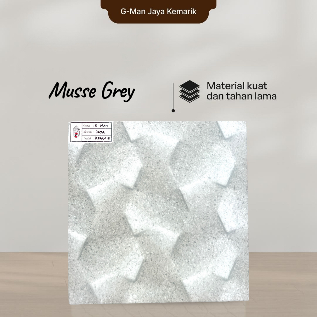 Keramik Lantai Kasar 40x40 Musse Grey Keramik Mulia Ceramic Garasi/Carpot Grade A Isi 6pcs