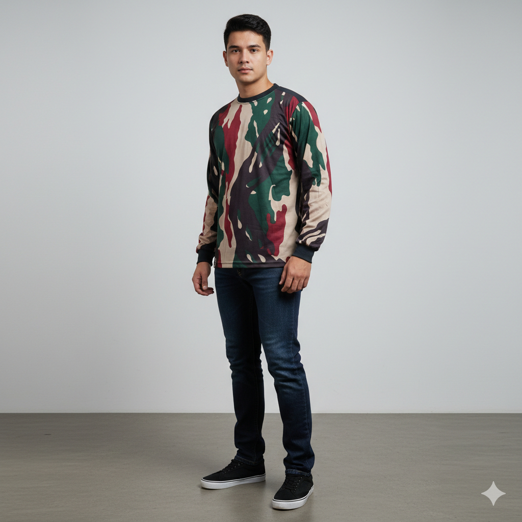 Kaos Pria Lengan Panjang deker Bahan dry fit  Loreng kopassus