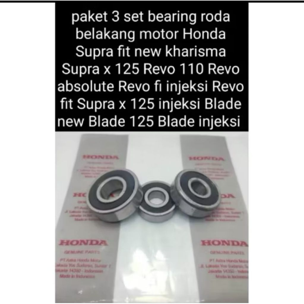 BEARING SET 3 6201,6301,6203HONDA KLAHER LAHER RODA BELAKANG DAN NAP GEAR MOTOR SUPRA REVO BLADE GRA