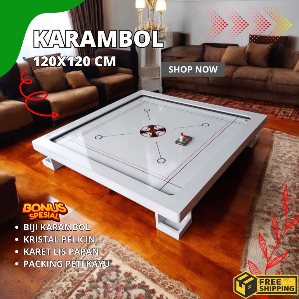 Papan Karambol Kayu Plywood Meranti Tebal Murah Free Kristal Bubuk Meja Karambol Dewasa Anak Jumbo 1