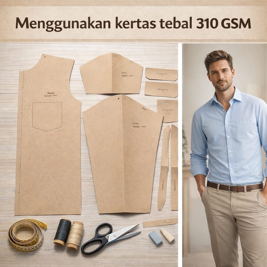 Pola jiplak Kemeja pria / Pola Kemeja pria - menggunakan kertas tebal 310 GSM.