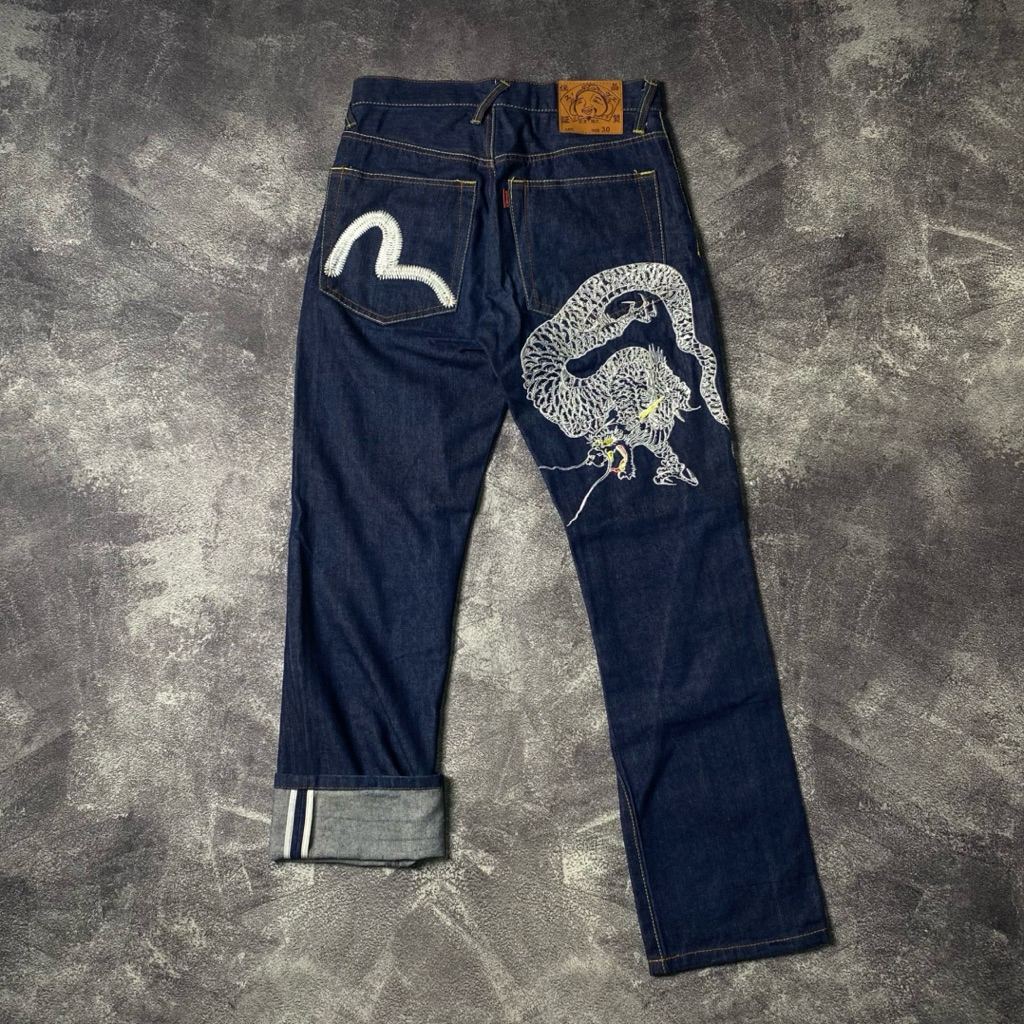 Celana Pants Evisu Selvedge Denim Sukajan White Dragon Second Original