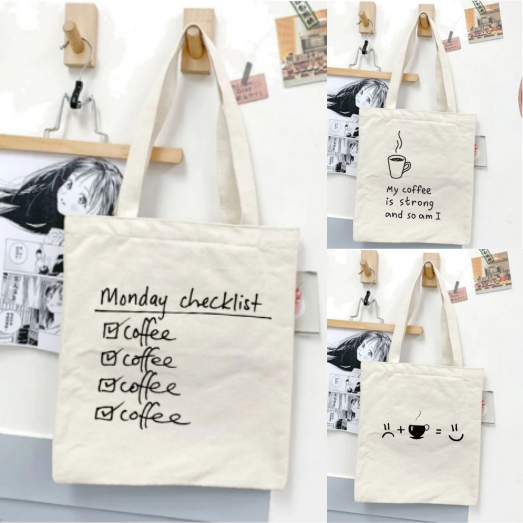 [Premium] Tote bag coffee lover coffee holic tas jinjing totebag