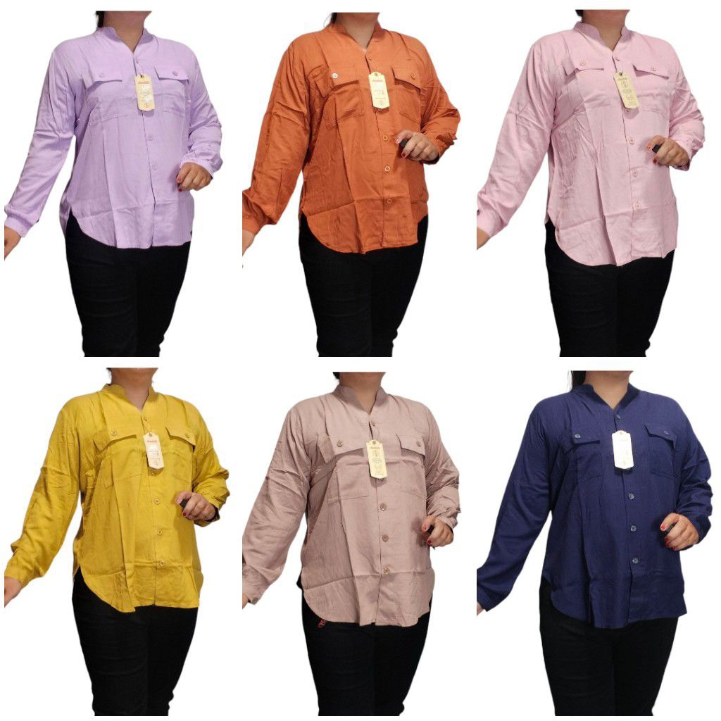 KEMEJA WANITA POLOS RAYON TWILL LD 120