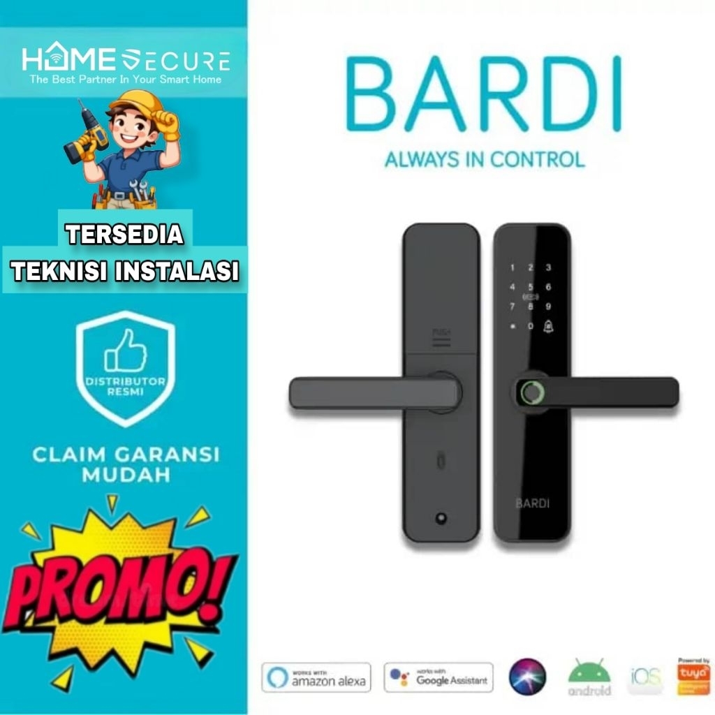 BARDI Smart Door Lock Fingerprint With Handle Z01 / Kunci Pintu Digital BARDI Original Garansi Resmi